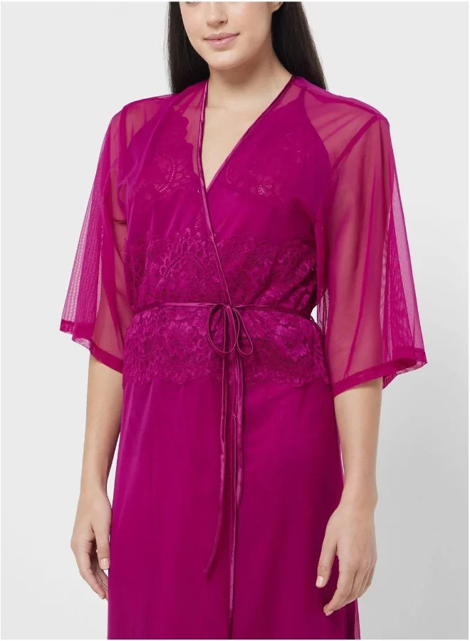لا سينزا Mesh Detail Robe