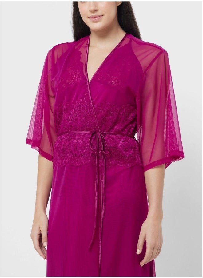 La Senza Mesh Detail Robe  - Image 3