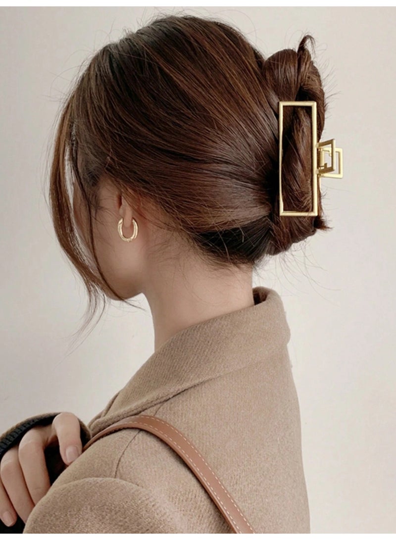 Women’s Hair Clip Metal Rectangular Design in Gold - Image 2