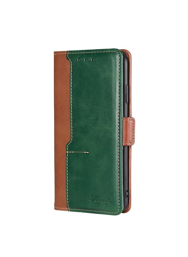 Green Tiger Case For Honor X30i Contrast Color Side Buckle Leather Phone Case - Image 2