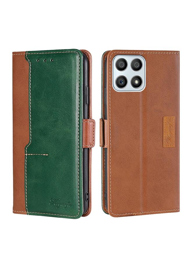 Green Tiger Case For Honor X30i Contrast Color Side Buckle Leather Phone Case - Image 1