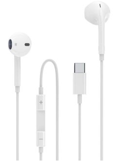 Type C Earphone Wired In-Ear Headphones Built-in Mic Volume Control Compatible with iPhone 15 Pro Max Plus iPad Android Smartphones Galaxy S23 - S22 - S21 - S20, Note 10 - 20 A53 - A54 A16 - USB C In-Ear HiFi Stereo Noise Reduction Headphones with Mic and Volume Control Compatible with Samsung - Wired Earphone Type C Port with Built-in Mic, Compatible with Oppo Reno 11/Reno 11F/Reno 10 Pro/Reno 12F/Reno 10/Realme/Vivo/OnePlus - Handfree Type C - Headphone Type C - Earphone Type C