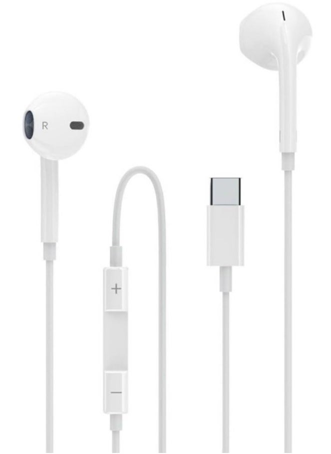 Generic - Type C Earphone Wired In-Ear Headphones Built-in Mic Volume Control Compatible with iPhone 15 Pro Max Plus iPad Android Smartphones Galaxy S23 - S22 - S21 - S20, Note 10 - 20 A53 - A54 A16 - USB C In-Ear HiFi Stereo Noise Reduction Headphones with Mic and Volume Control Compatible with Samsung - Wired Earphone Type C Port with Built-in Mic, Compatible with Oppo Reno 11/Reno 11F/Reno 10 Pro/Reno 12F/Reno 10/Realme/Vivo/OnePlus - Handfree Type C - Headphone Type C - Earphone Type C - Image 1