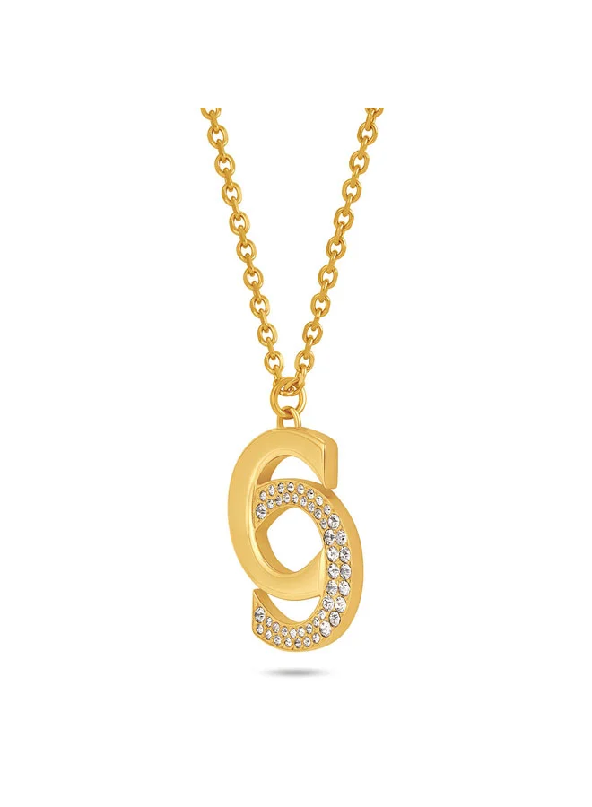 CERRUTI 1881 Marina Gold Double C Logo Big Necklace for Women
