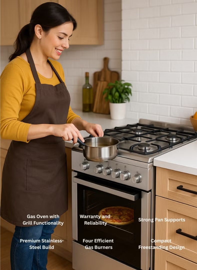 Venus 60x60 cm Stainless Steel Cooking Range | 4 Gas Burners | Gas Oven & Grill with Double Layer Insulation | Auto-Ignition | Compact Family Cooking Range – Model VC6040GSX - Image 4