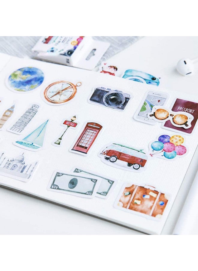 Doraking Mini Size Scrapbook Stickers, 45pcs Doraking DIY Decoration Travel Stickers Life Set for Travel Case, Laptop, Planners, Calendars, Scrapbook, Suitcase, Notebooks, Dimension Less 44mm(Travel) - Image 1