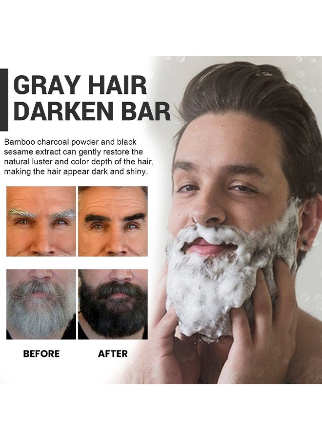 OUHOE Gray Hair Reverse Bar Soap, Black Shampoo Bar For Hair & Beard Darkening, Gray Hair Reverse Bar Soap, Deep Clean & Nourish The Scalp, Black Soap For Gray Hair Coverage, Natural Darkening Shampoo Soap, 55g - Image 3