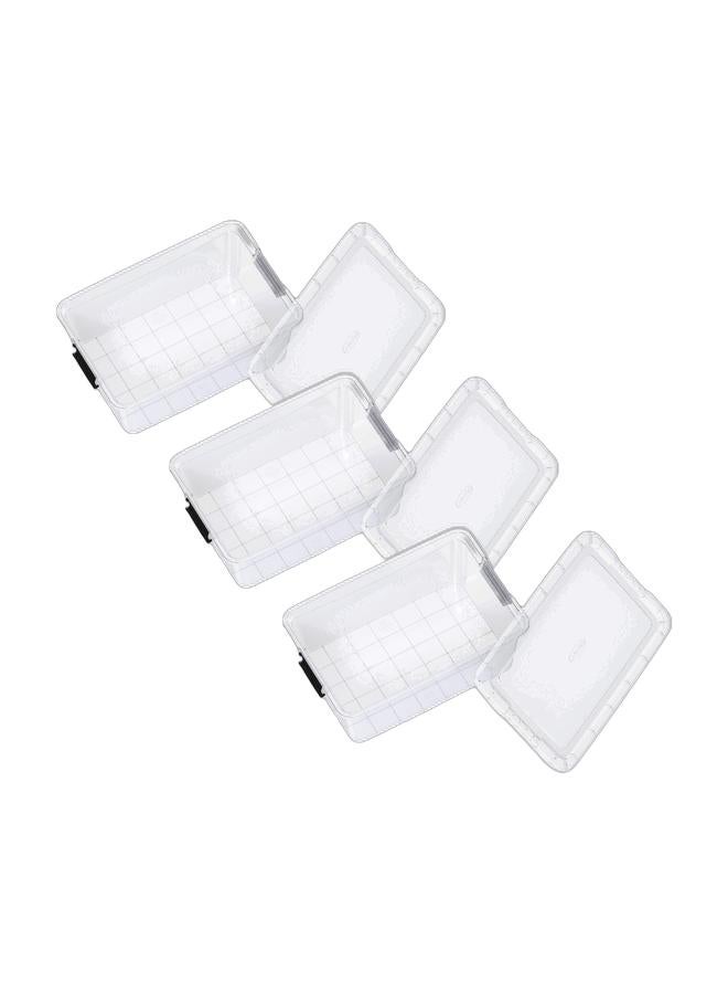 Cosmoplast صندوق تخزين بلاستيكي شفاف سعة 13 لتر مع غطاء قابل للقفل (عبوة من 3) - Image 1