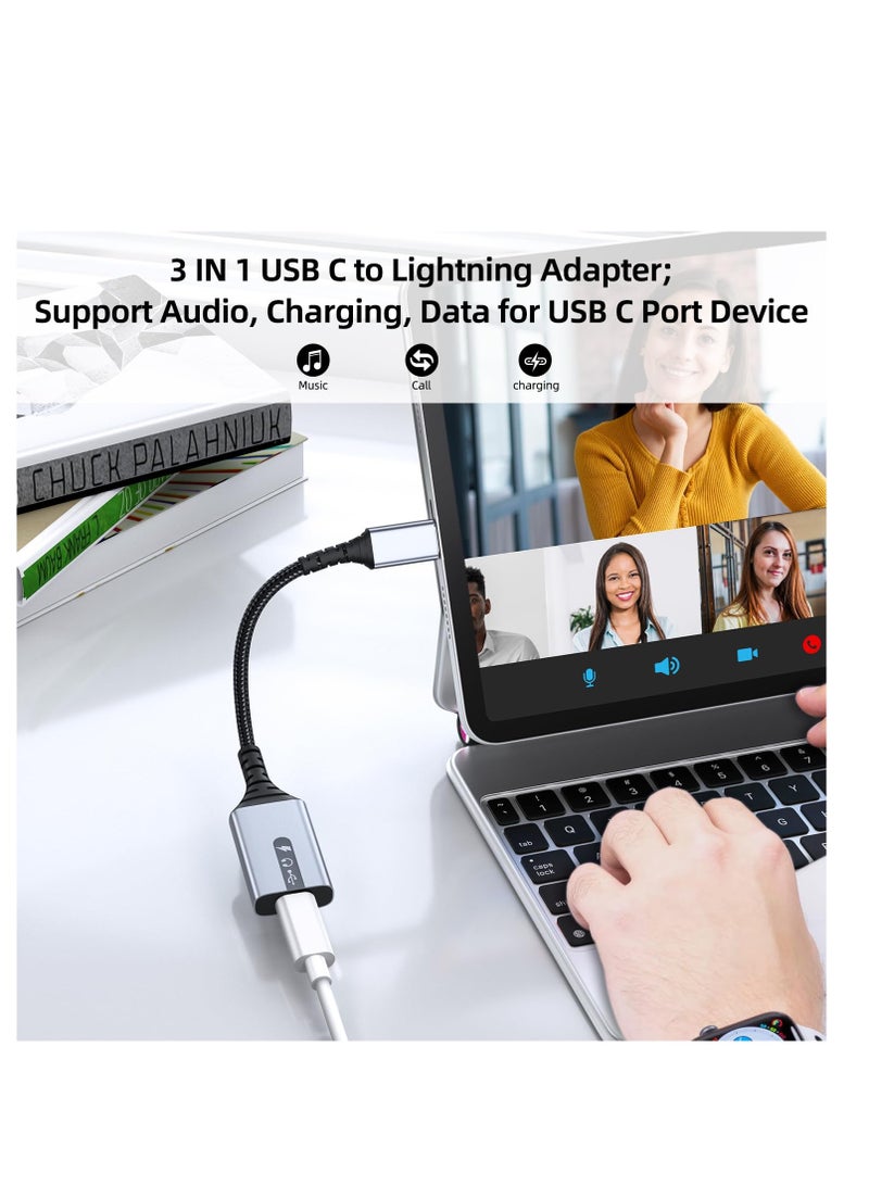 محول كابل USB C إلى Lightning للصوت والشحن نوع ذكر أنثى سماعات HiFi 60W بيانات سريعة متوافق مع iPhone 15 iPad Pro Air MacBook Galaxy S23 Pixel 7 6 - Image 3