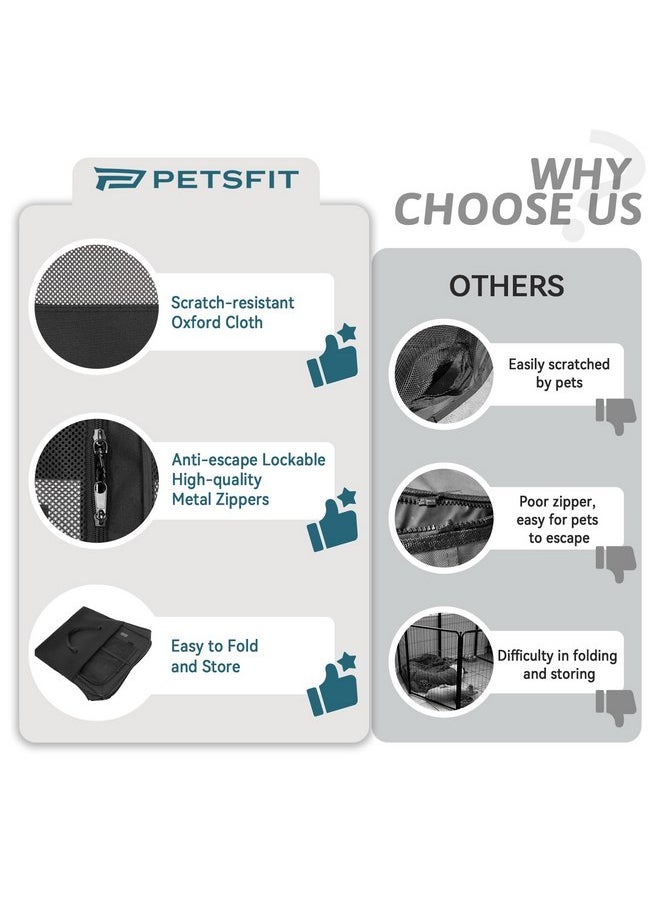 Petsfit PETSFIT Dog Playpen, Pop Up 29.5" Sturdy Small Animal Playpen Dog Kennel Foldable Portable Puppy Cat Playpen Indoor Outdoor with Carring Case,Zipper Removable Mesh Top and Leakproof Bottom Mat Black S  - Image 4