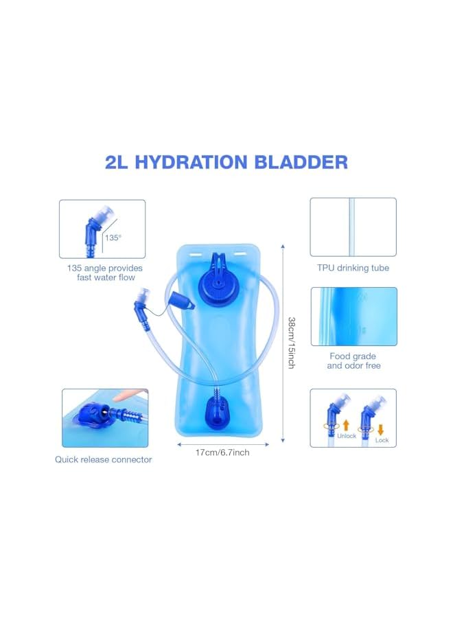 PROMASS Unisex Hydration Backpack with 2L Bladder, Lightweight Insulated Hydration Pack Multi-Sport Hydration Pack Hydration Vest Breathable Hydration Vest for Running Hiking Riding Camping Cycling Climbing - Image 5