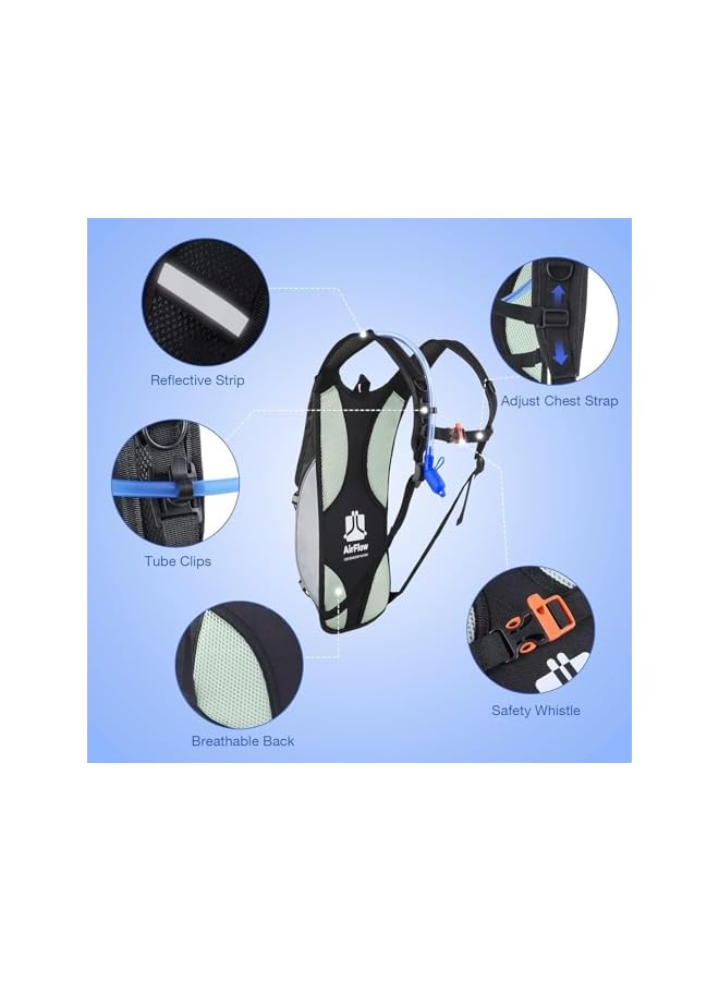 PROMASS Unisex Hydration Backpack with 2L Bladder, Lightweight Insulated Hydration Pack Multi-Sport Hydration Pack Hydration Vest Breathable Hydration Vest for Running Hiking Riding Camping Cycling Climbing - Image 3