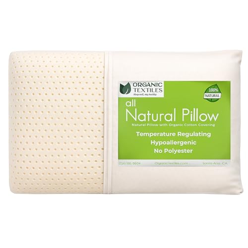 OrganicTextiles Natural Latex Pillow with Organic Cotton Cover (Queen Size, Soft), GOTS Certified, Bed Pillow for Sleeping, Neck Pain Relief Help, Head Support, for Side Back Stomach Sleeper - Image 1