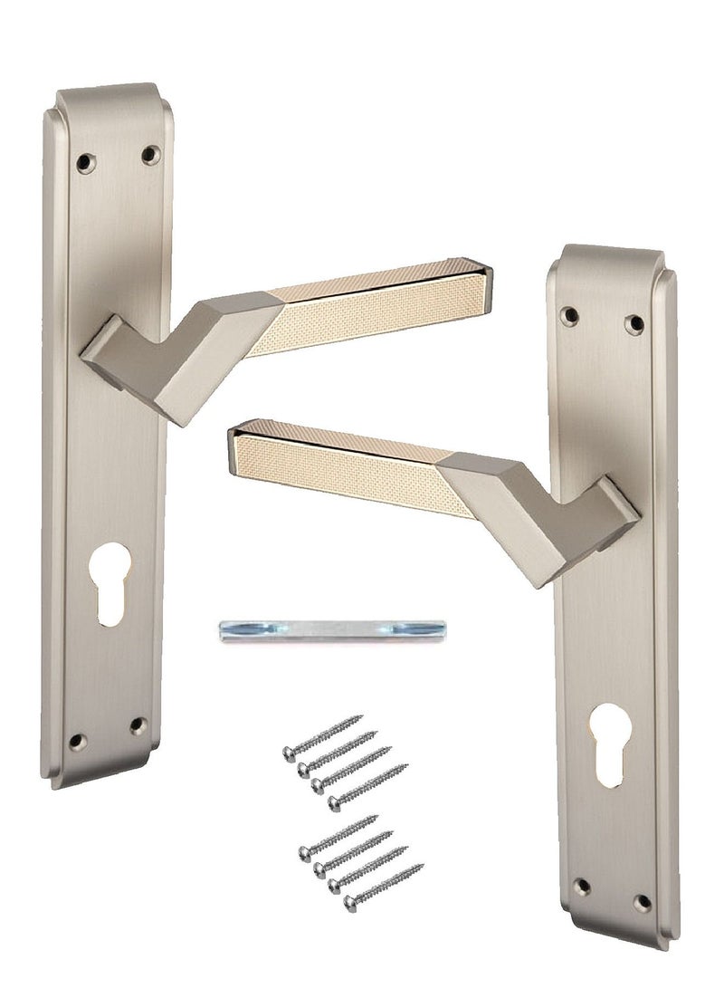 Pair Of Heavy Duty Door Handles Silver/Golden Colour
