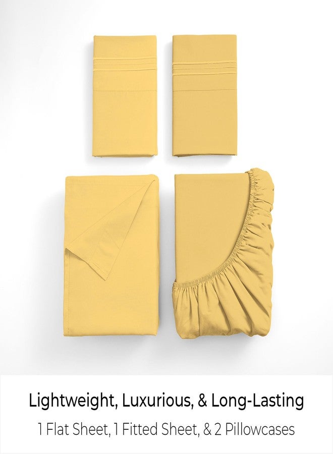 Mellanni Queen Sheets Set - 4 PC Iconic Collection Bedding - Hotel Luxury, Extra Soft, Cooling Bed Sheets - Wrinkle, Fade, Stain Resistant (Queen, Yellow) - Image 3