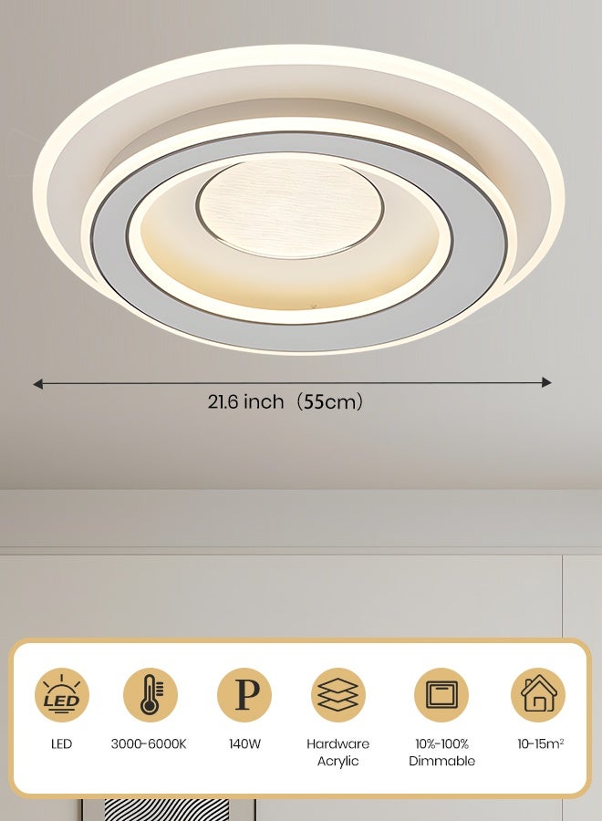 YATAI LIGHTING YATAI 140W LED Ceiling Light, 50cm Dimmable Modern Flush Mount with Remote Control, Adjustable 3000K-6000K Warm-Neutral-White Lighting, Eye-Caring Acrylic Fixture for Bedroom, Living Room, Kitchen - Image 2
