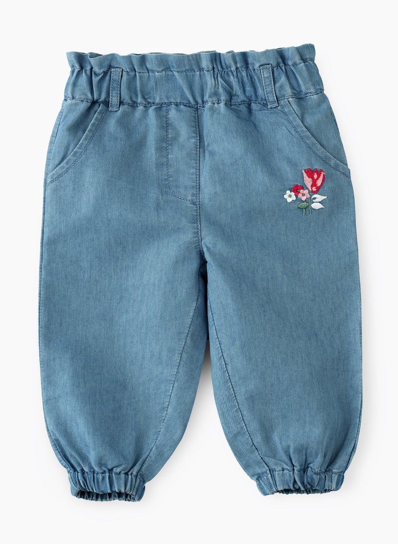 Jelliene Denim shorts with print at pocket - Image 1