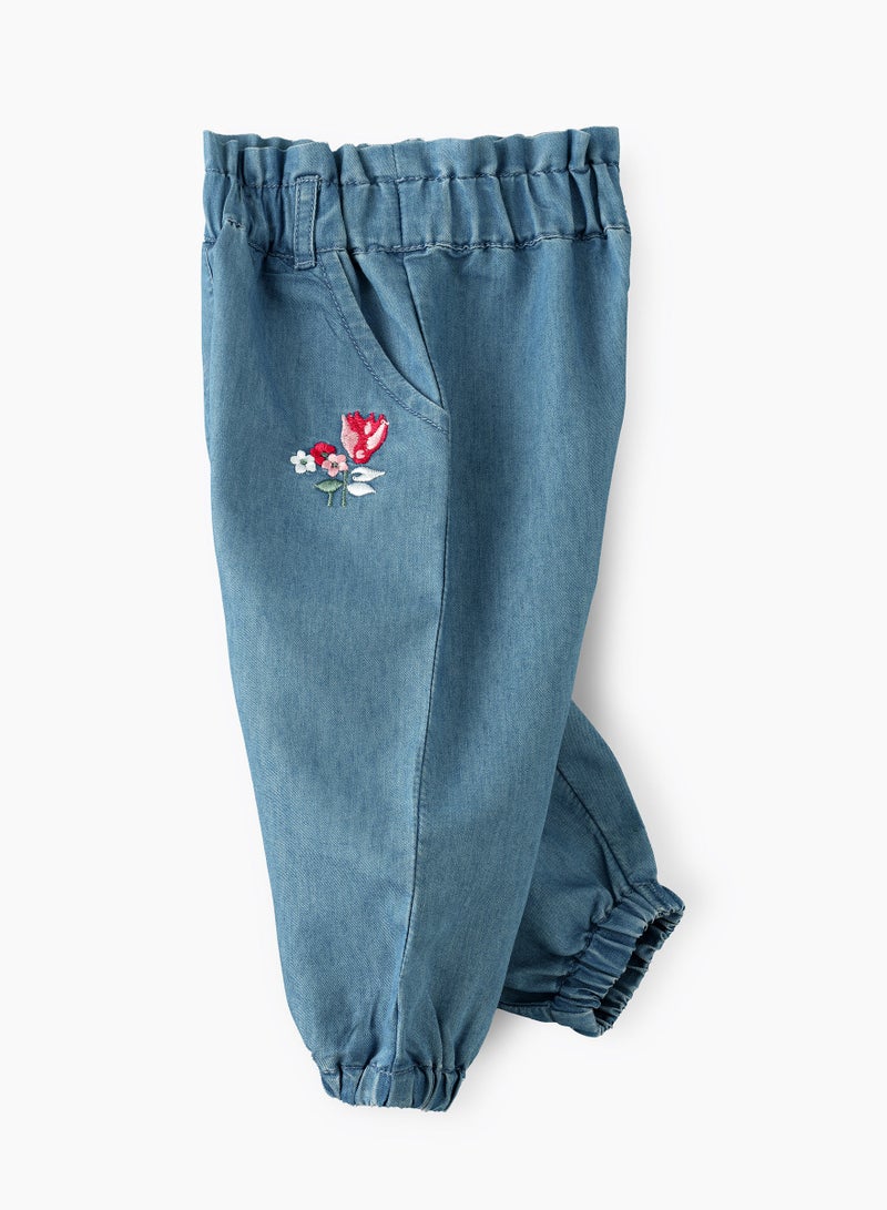 Jelliene Denim shorts with print at pocket - Image 3