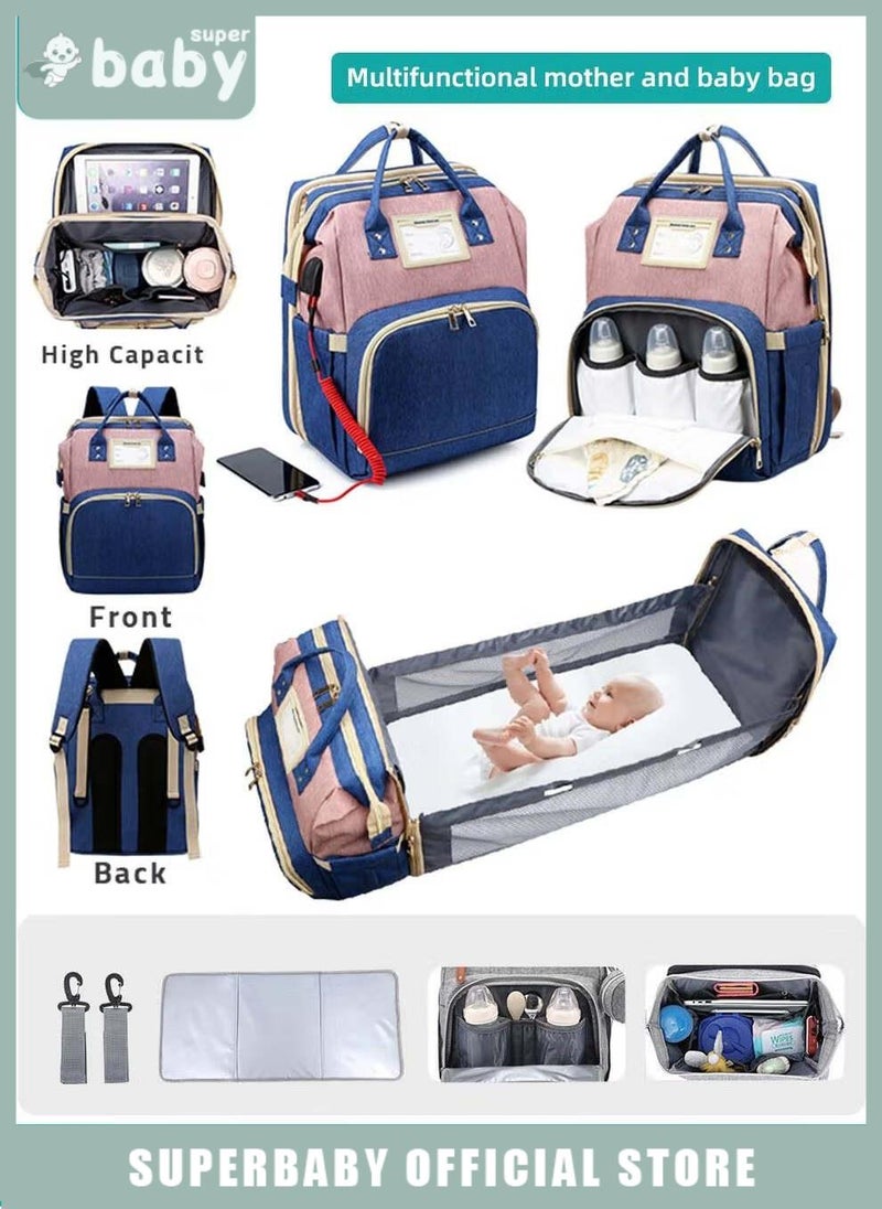 SuperBaby 2024 New Style Baby Diaper Bag Backpack, Multifunction Diapers Changing Station for Boys Girls Outdoor and Travel, Infant Shower Gifts, Large Capacity, 900d Oxford, USB Port  - Image 1