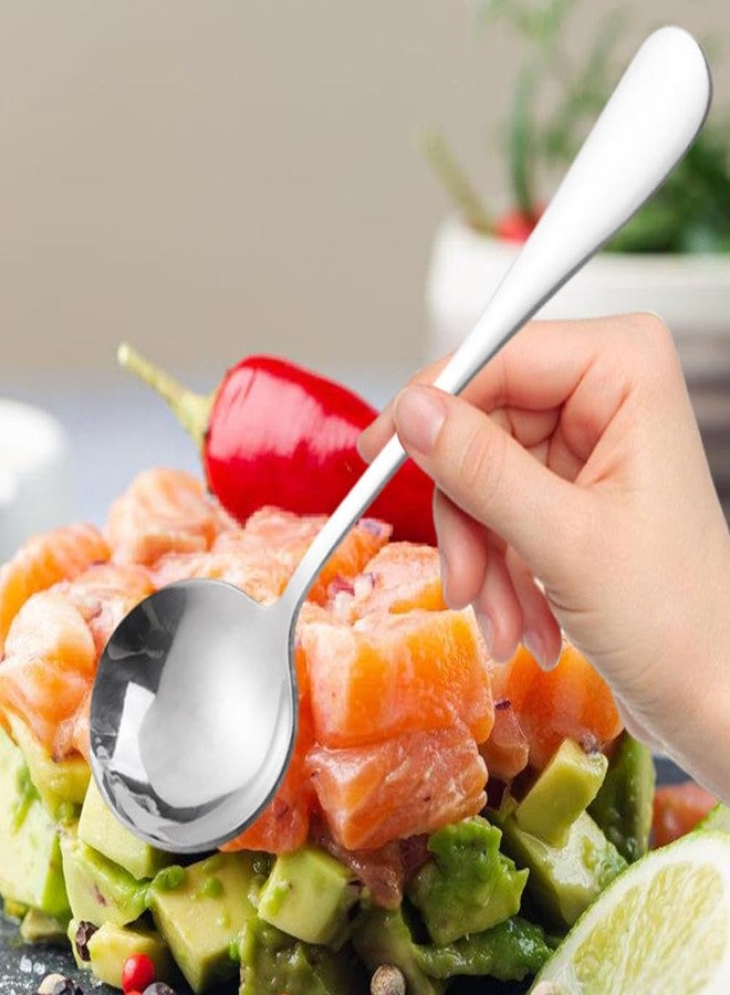 Ouliget Stainless Steel Dinner Spoons Set,Long Handle Table Soup Spoon Set,Asian Chinesesoup Spoon Stainless Steel,Thick Heavy Weight Spoons Silverware,4 Pieces,Silver - Image 3