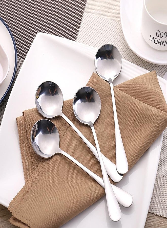 Ouliget Stainless Steel Dinner Spoons Set,Long Handle Table Soup Spoon Set,Asian Chinesesoup Spoon Stainless Steel,Thick Heavy Weight Spoons Silverware,4 Pieces,Silver - Image 4