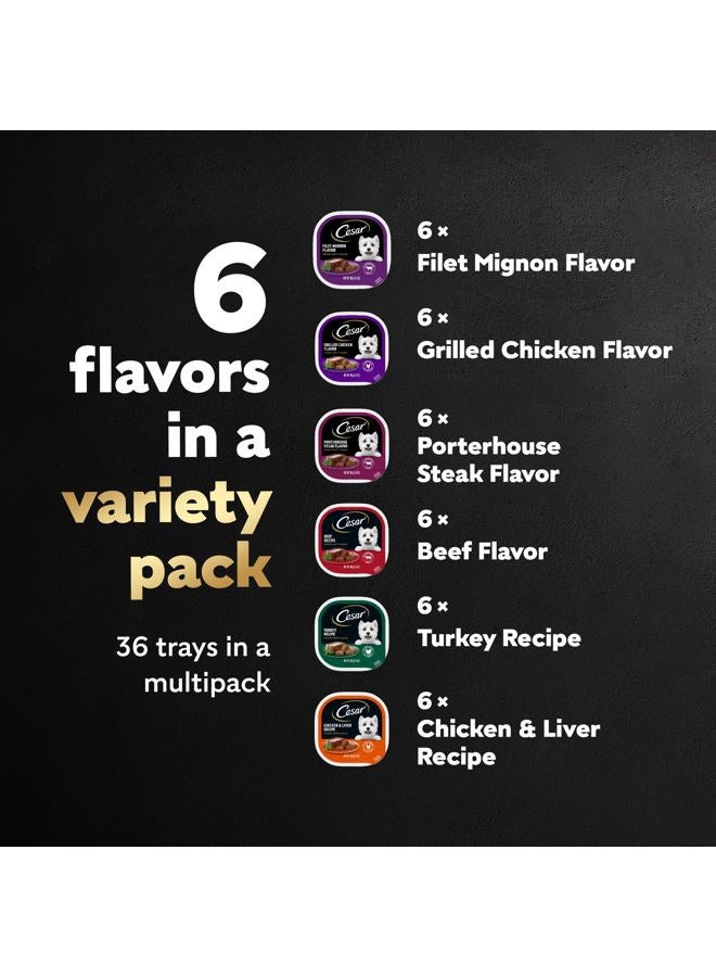 Cesar Wet Dog Food Classic Loaf in Sauce Grilled Chicken, Filet Mignon, Porterhouse Steak, Beef, Chicken & Liver and Turkey Variety Pack 3.5 oz. Easy Peel Trays (36 Count, Pack of 1) - Image 2