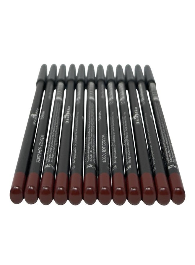 12 pcs Italia-Deluxe Ultra Fine Lip liner, Creamy, Long Lasting, High Pigmented Pencil (1060 Hot Cocoa) - Image 1