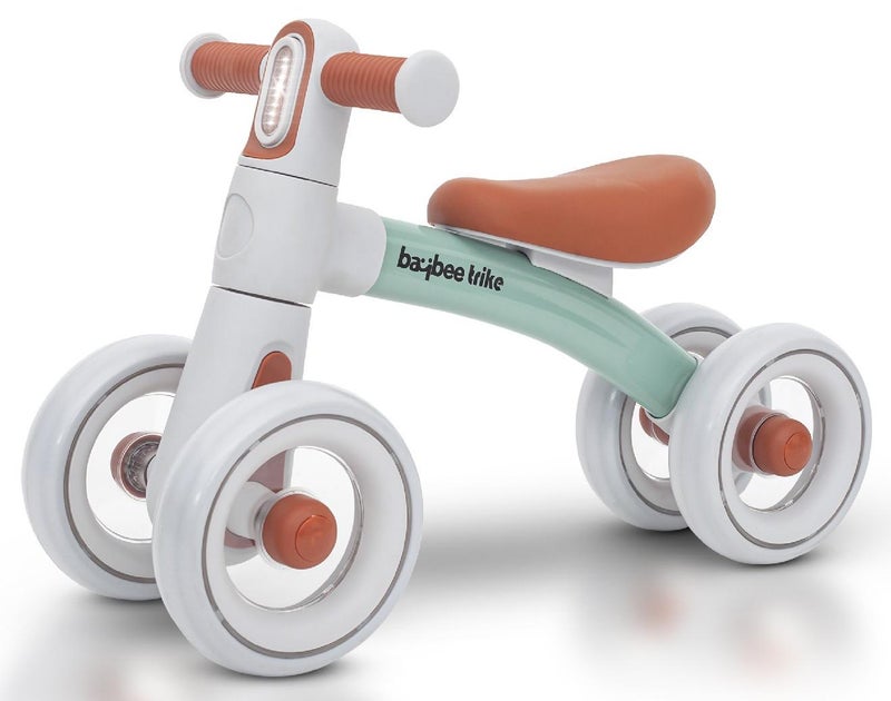 BAYBEE Kids Balance Bike Tricycles for Kids, 4 Wheels Toddlers Bike Ride on Toy with Widened EVA Wheels & Led Light Indoor Outdoor Play Baby Balance Cycle for Kids 12 to 24 Months Boys Girls Green - Image 1