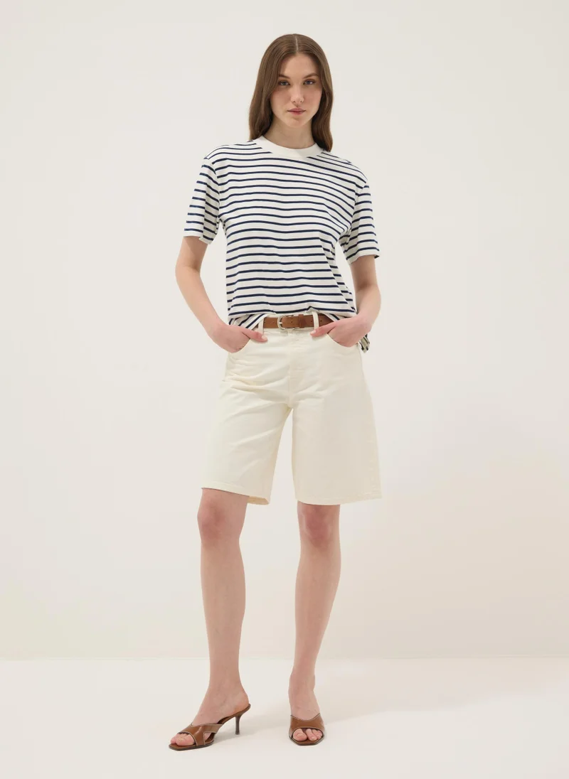 Ovs OVS Blue Pure Cotton Striped T-Shirt