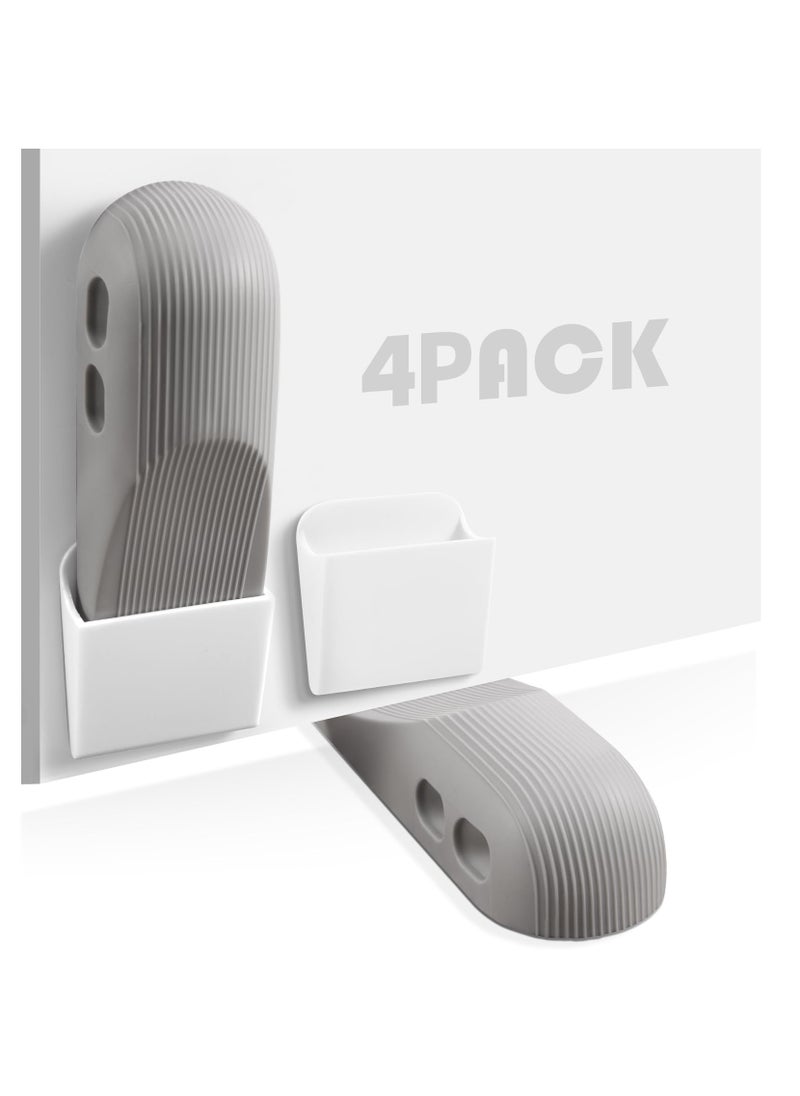 SYOSI Security Door Stop, Pack of 4 Rubber Heavy Duty Door Stoppers, Non- Quality Door Wedge with Holders for Home Office and School, Works All Floor Types And Carpet Heavy Duty Door Clip (Gray)  - Image 2