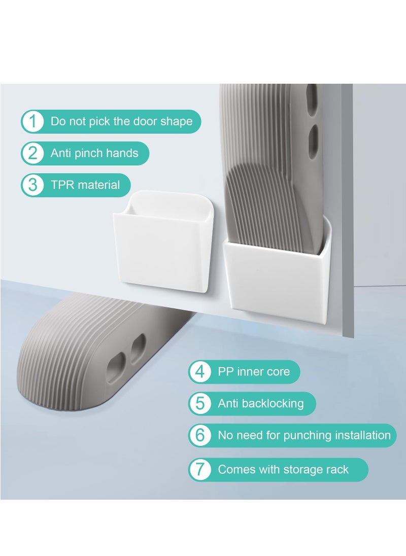 SYOSI Security Door Stop, Pack of 4 Rubber Heavy Duty Door Stoppers, Non- Quality Door Wedge with Holders for Home Office and School, Works All Floor Types And Carpet Heavy Duty Door Clip (Gray)  - Image 4