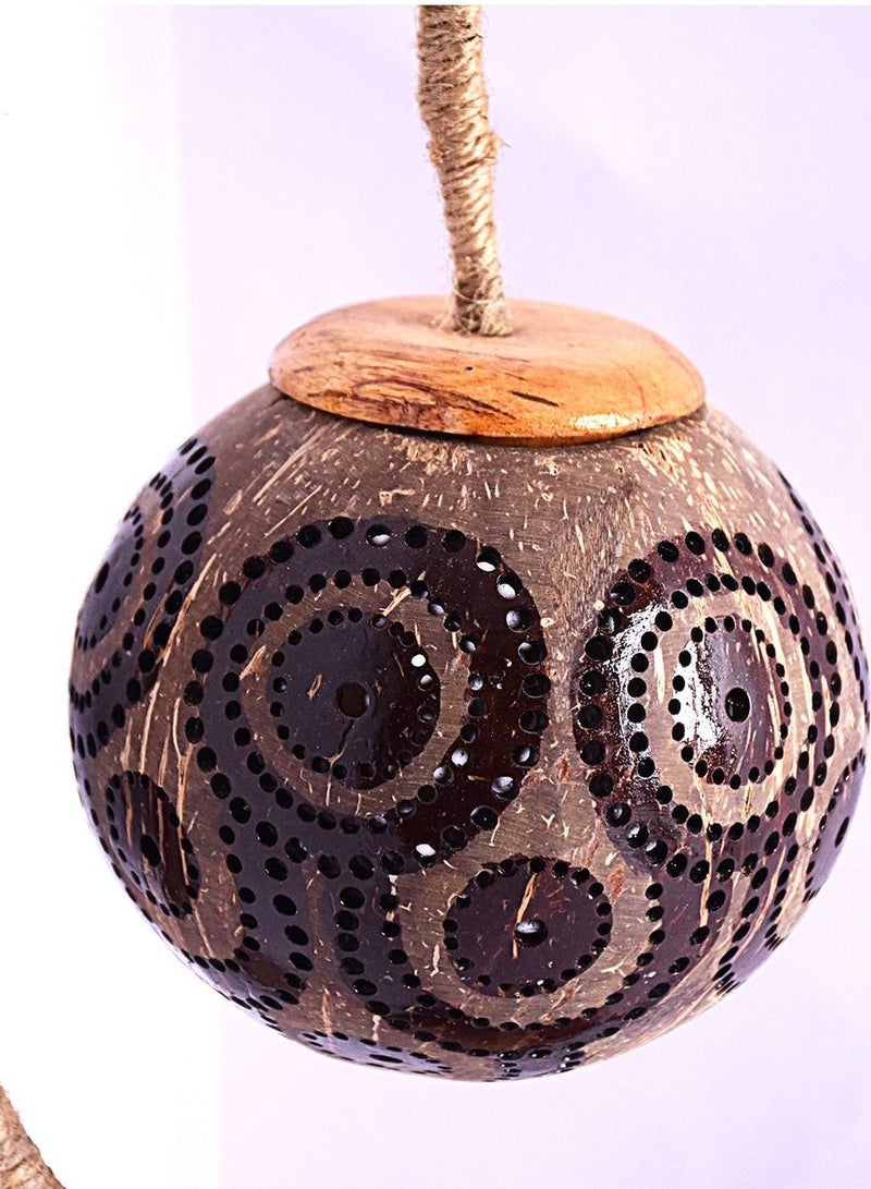 N & H Half Moon 1 Ball Chakri Design Coconut Shell Table Lamp - Image 5