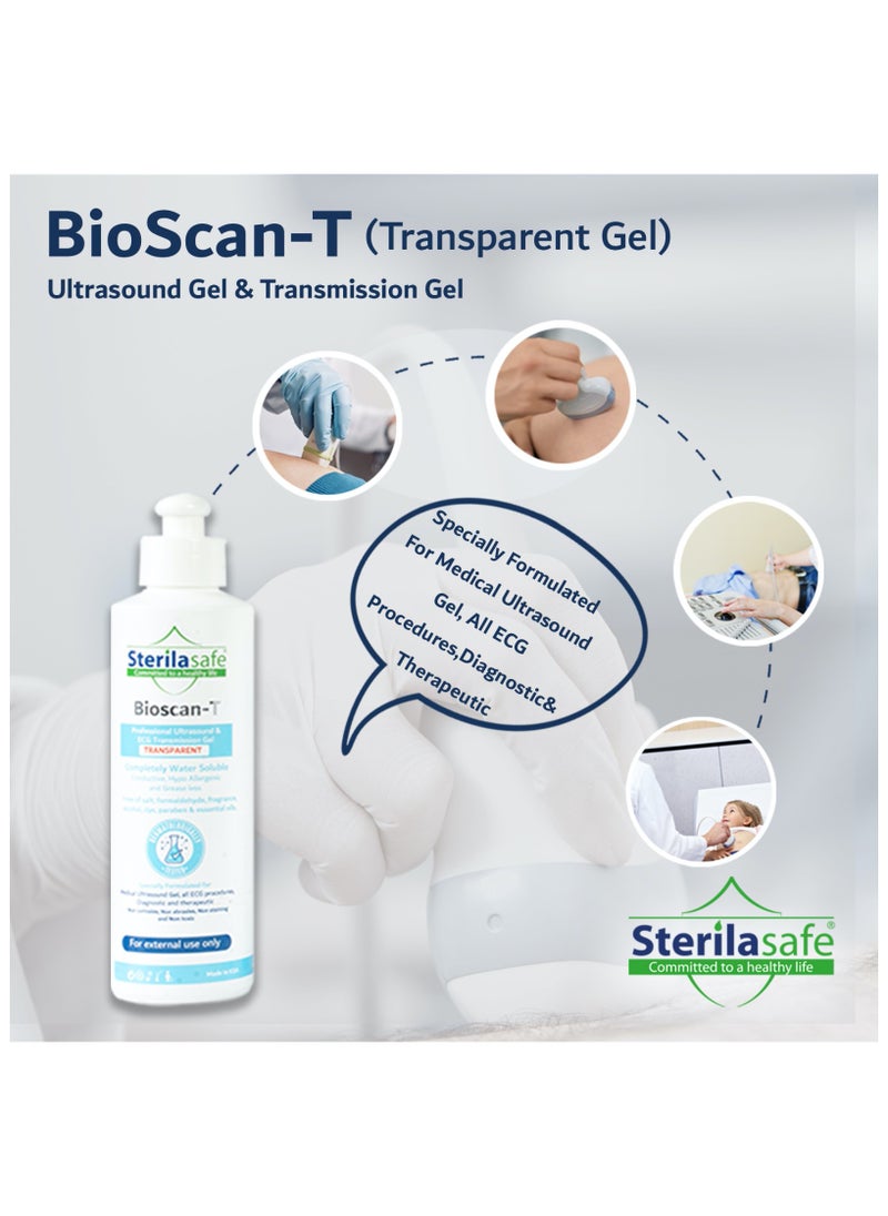 Sterilasafe Sterilasafe BioScan-T Professional ECG Medical Ultrasound Transmission gel, Transparent Gel, For Beauty Application, Gel for Therapeutic Medical, 250 ML  - Image 3