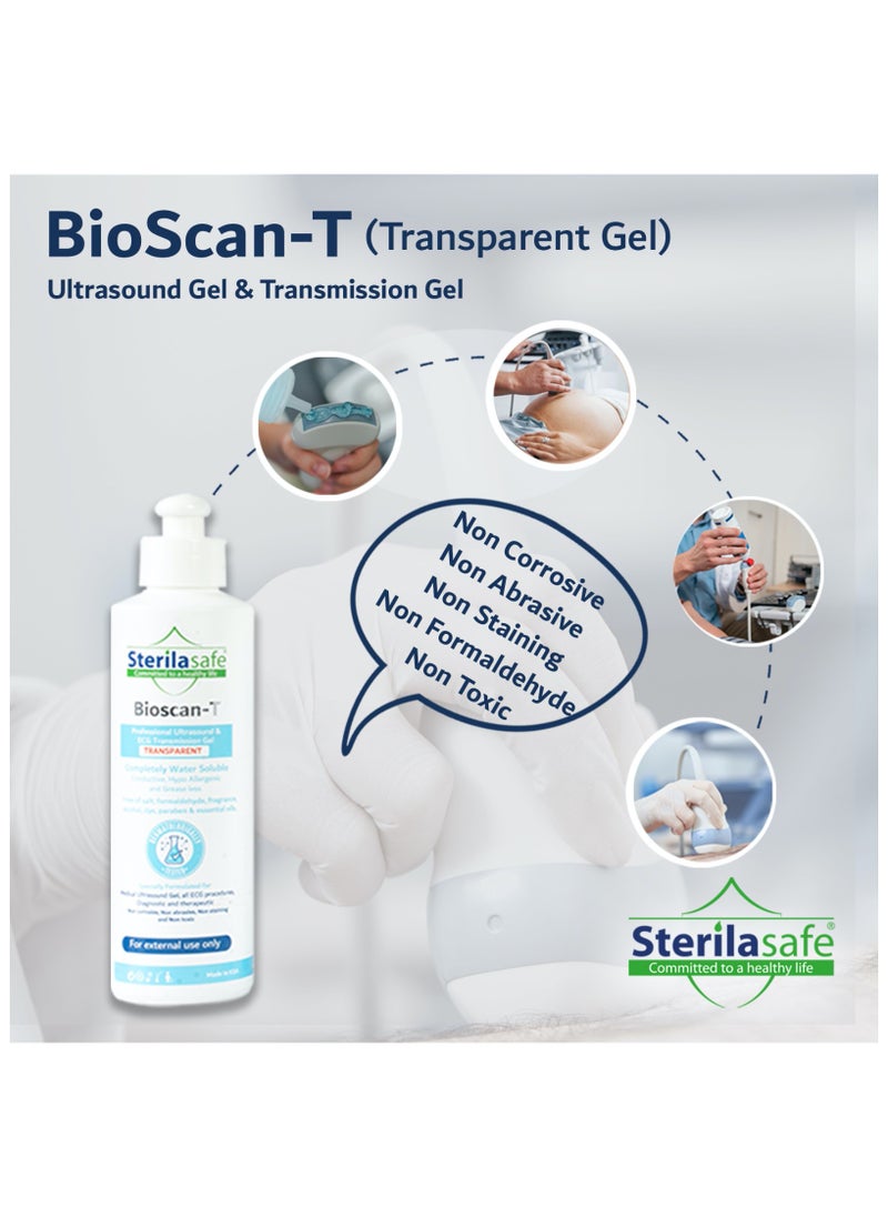 Sterilasafe Sterilasafe BioScan-T Professional ECG Medical Ultrasound Transmission gel, Transparent Gel, For Beauty Application, Gel for Therapeutic Medical, 250 ML  - Image 4