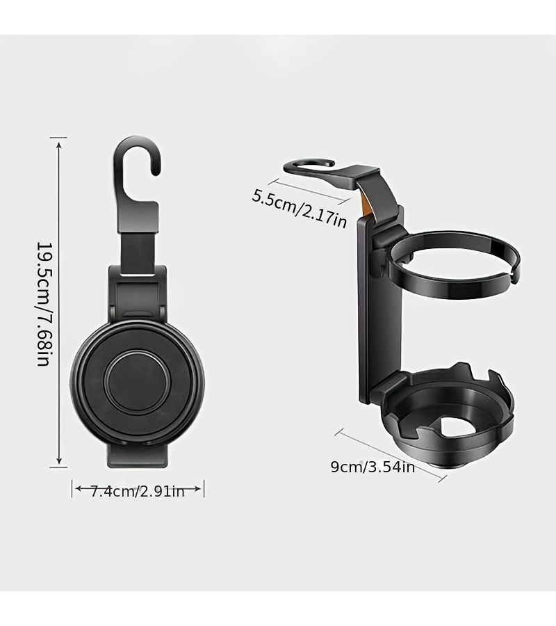 Black Car Seat Back Organizer 2pcs 4 in 1 Cup Holder Phone Stand Bag Hook - Image 2