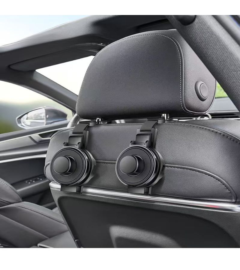 Black Car Seat Back Organizer 2pcs 4 in 1 Cup Holder Phone Stand Bag Hook - Image 5