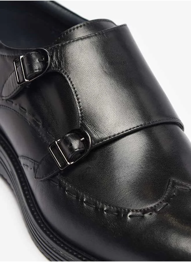 DUCHINI Men's Solid Slip-On Monk Shoes