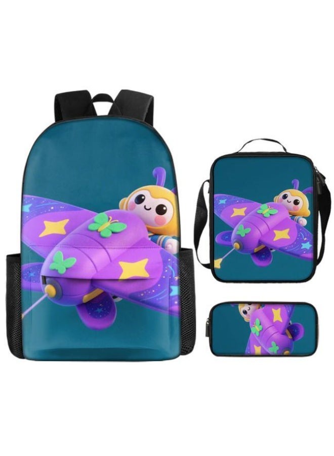 Bright Li Fire Unlock the new fashion of childish fun! Three-piece set of bags, cartoon elements for children and teenagers (students, children, friends' outings, mountain climbing, schooling, etc. can be used) - 33 - Image 2