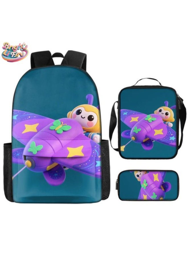 Bright Li Fire Unlock the new fashion of childish fun! Three-piece set of bags, cartoon elements for children and teenagers (students, children, friends' outings, mountain climbing, schooling, etc. can be used) - 33 - Image 1