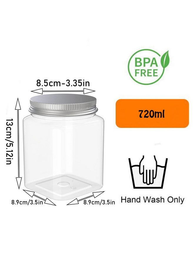 MANSHU 6 Pack 24 Oz Clear plastic jar, Refillable Kitchen Storage Containers, For Kitchen & Household, Aluminum cap. - Image 2