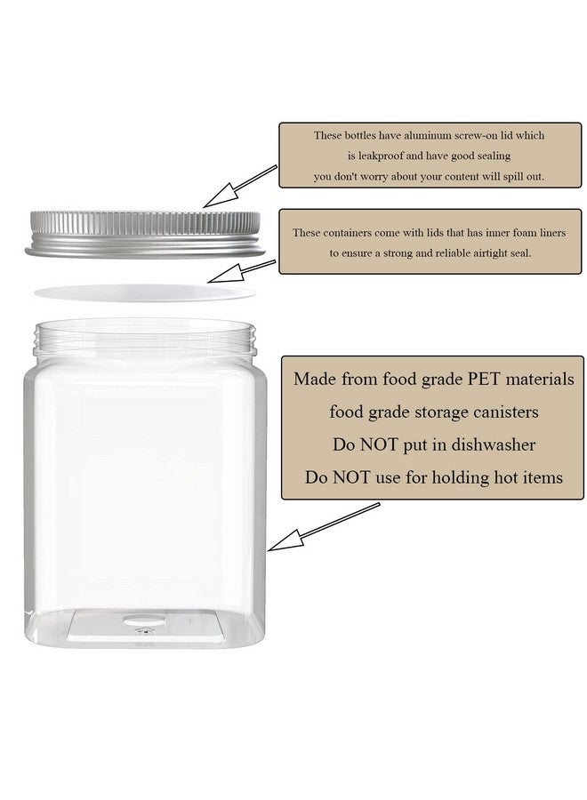 MANSHU 6 Pack 24 Oz Clear plastic jar, Refillable Kitchen Storage Containers, For Kitchen & Household, Aluminum cap. - Image 3