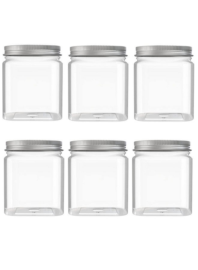 MANSHU 6 Pack 24 Oz Clear plastic jar, Refillable Kitchen Storage Containers, For Kitchen & Household, Aluminum cap. - Image 1