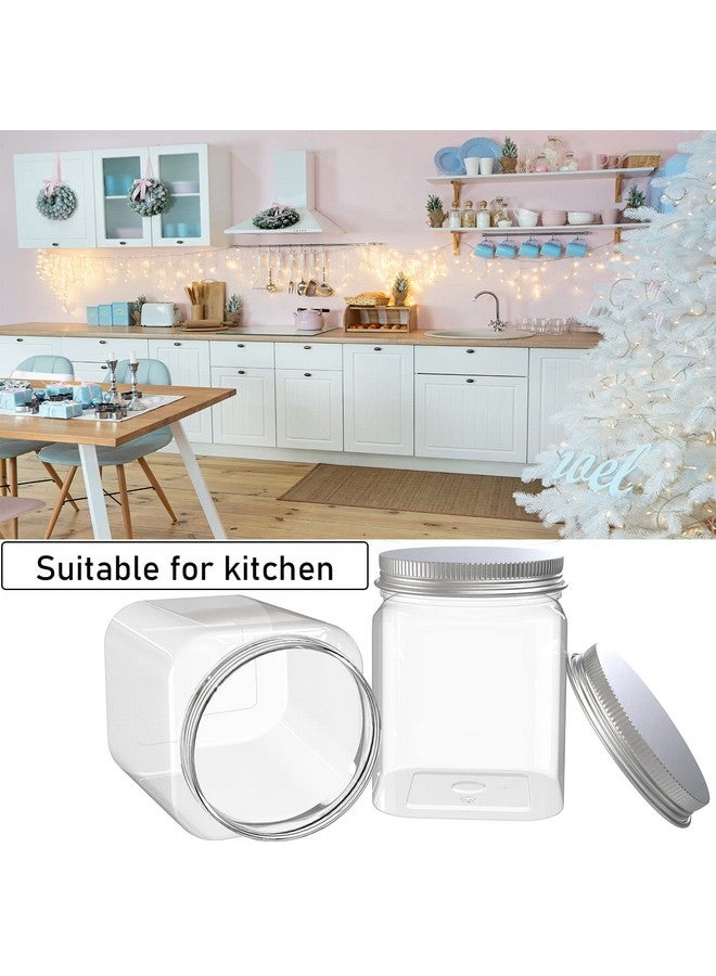 MANSHU 6 Pack 24 Oz Clear plastic jar, Refillable Kitchen Storage Containers, For Kitchen & Household, Aluminum cap. - Image 5