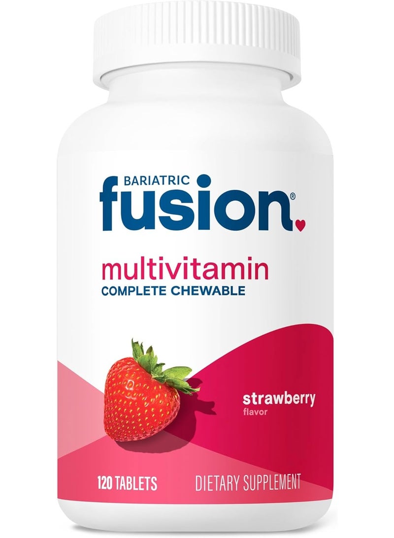Bariatric Fusion أقراص متعددة الفيتامينات القابلة للمضغ بنكهة الفراولة لعلاج السمنة مع الحديد لمرضى جراحة السمنة بما في ذلك تحويل مسار المعدة وتكميم المعدة - 120 قرصًا - Image 1