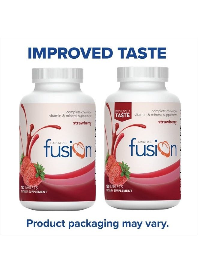 Bariatric Fusion - Strawberry Complete Chewable Bariatric Multivitamin with Iron for Bariatric Surgery Patients Including Gastric Bypass and Sleeve Gastrectomy - 120 Tablets - Image 1