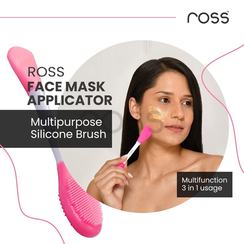 Ross Silicone Face Mask Applicator & Lip Facial Cleansing Brush Made With Ultra Hygienic Soft Silicone Bristle For Gentle Exfoliation (Dark Pink) - Image 2