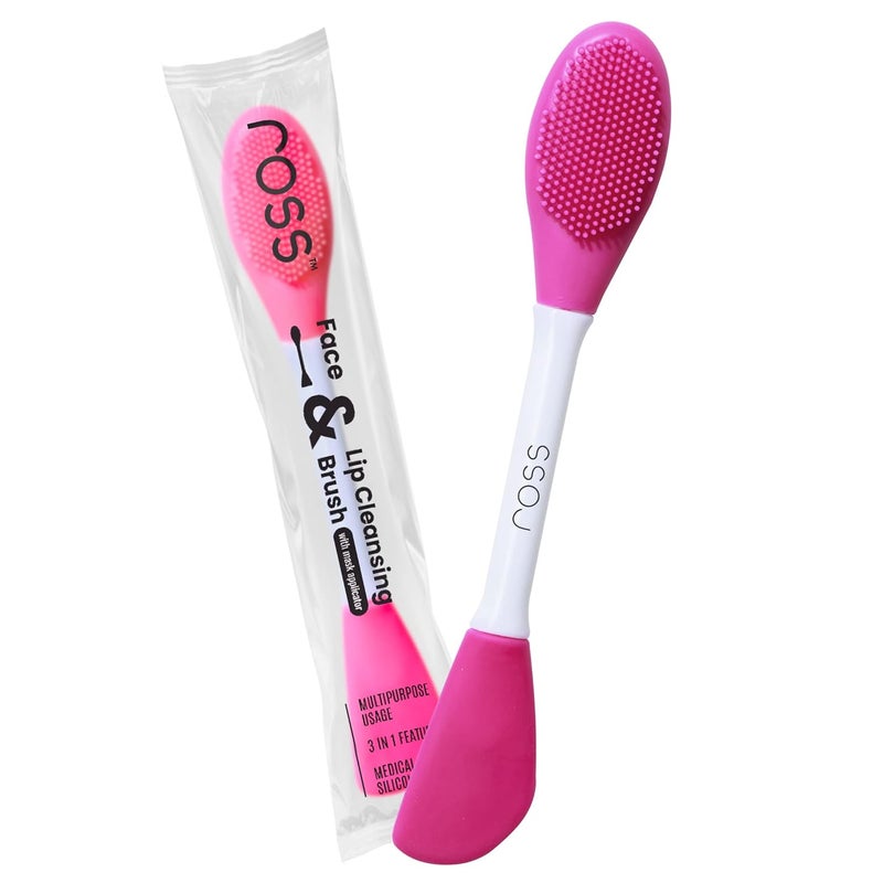 Ross Silicone Face Mask Applicator & Lip Facial Cleansing Brush Made With Ultra Hygienic Soft Silicone Bristle For Gentle Exfoliation (Dark Pink) - Image 1