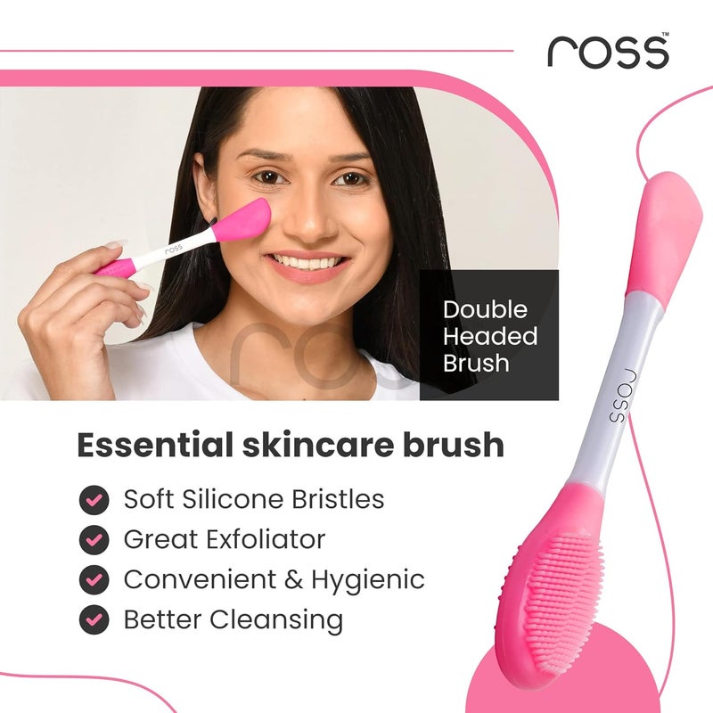 Ross Silicone Face Mask Applicator & Lip Facial Cleansing Brush Made With Ultra Hygienic Soft Silicone Bristle For Gentle Exfoliation (Dark Pink) - Image 4