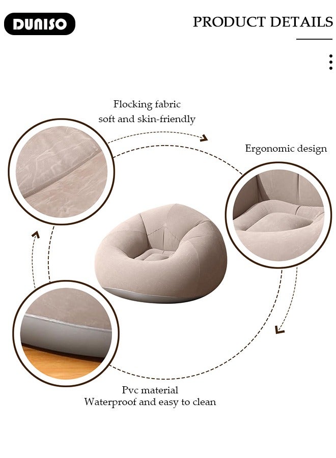Inflatable Chair,Air Sofa Inflatable Lazy Sofa Chair Bean Bag Gamer Recliner with Ergonomic Design, Soft Flocking Material, Inflatable Sofa for Living Room, Bedroom, Playroom,Camping