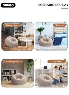 DUNISO Inflatable Chair,Air Sofa Inflatable Lazy Sofa Chair Bean Bag Gamer Recliner with Ergonomic Design, Soft Flocking Material, Inflatable Sofa for Living Room, Bedroom, Playroom,Camping  - Image 3